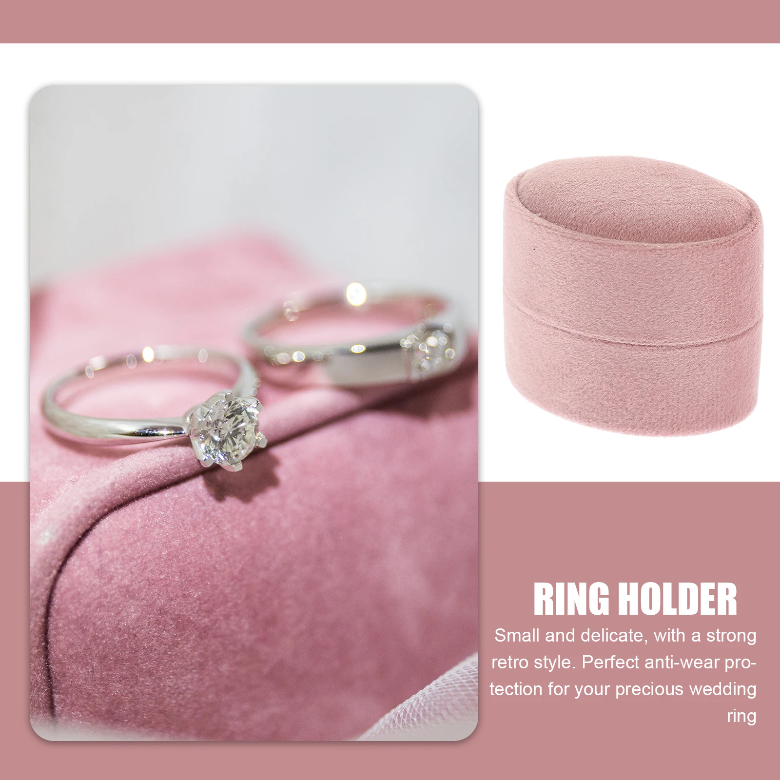 

Delicate Ring Box 2-Slots Small Portable Travel Jewelry Case Engagement Ring Holder Wedding Organizer Jewelry Box