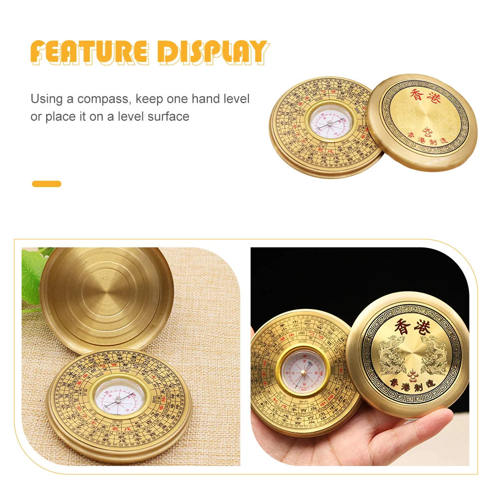 Compass Round-shaped Chinese Navigation Tool Metal Ancient Chic Traditional Alloy Experiment Education