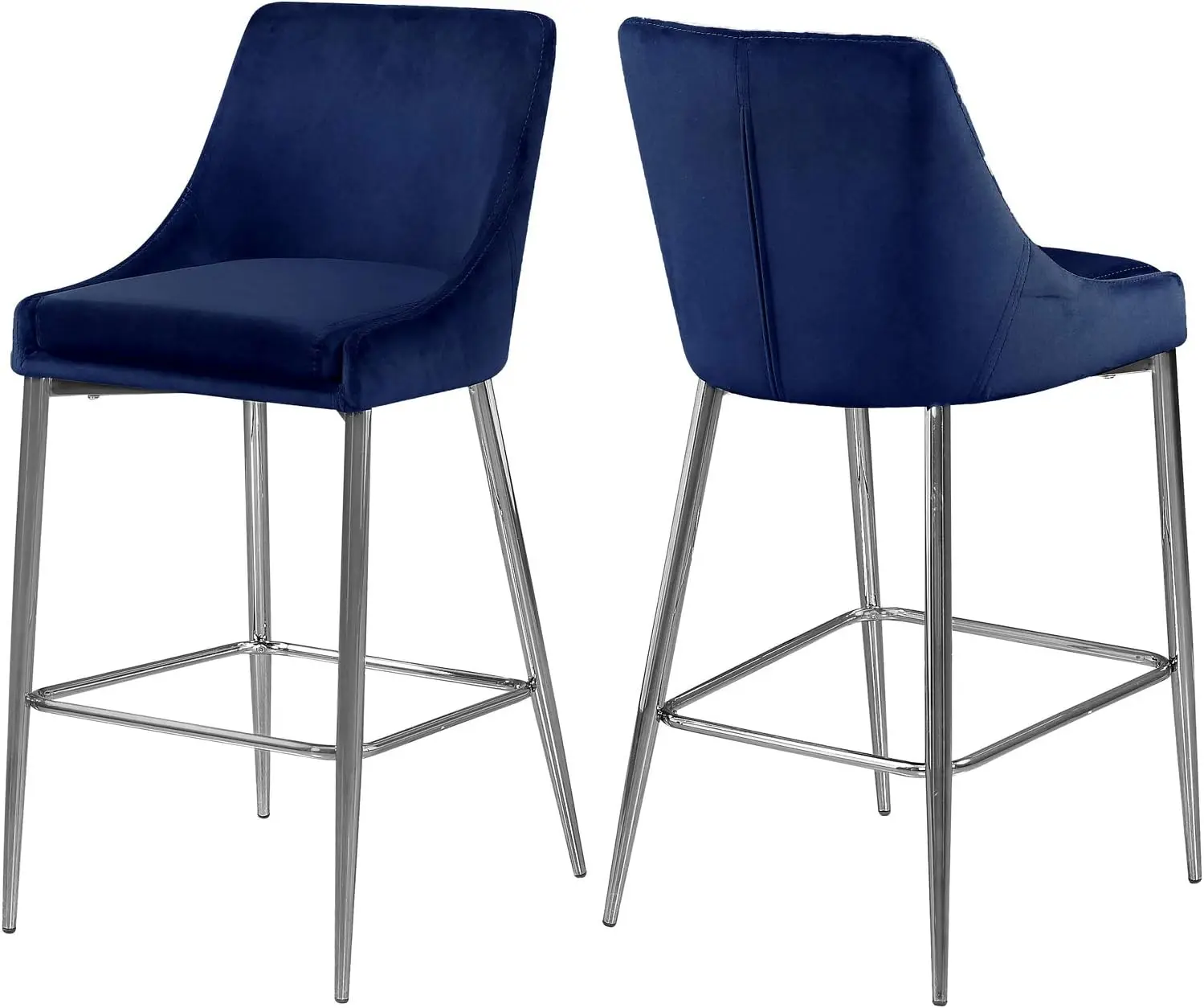 

Furniture Karina Collection Modern | Contemporary Velvet Upholstered Counter Stool with Polished Chrome Metal Legs and Foot Rest