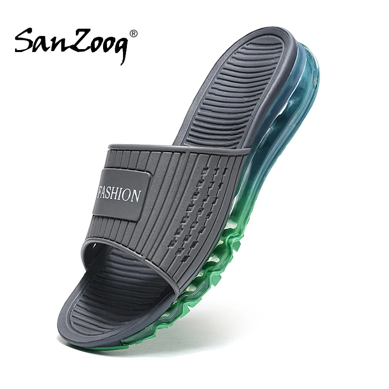 Sanzoog Men Air Cushion Slippers Beach Designer Slides Summer Fashion Shoes Outdoor Indoor Home House Shoes 2022 New Brand