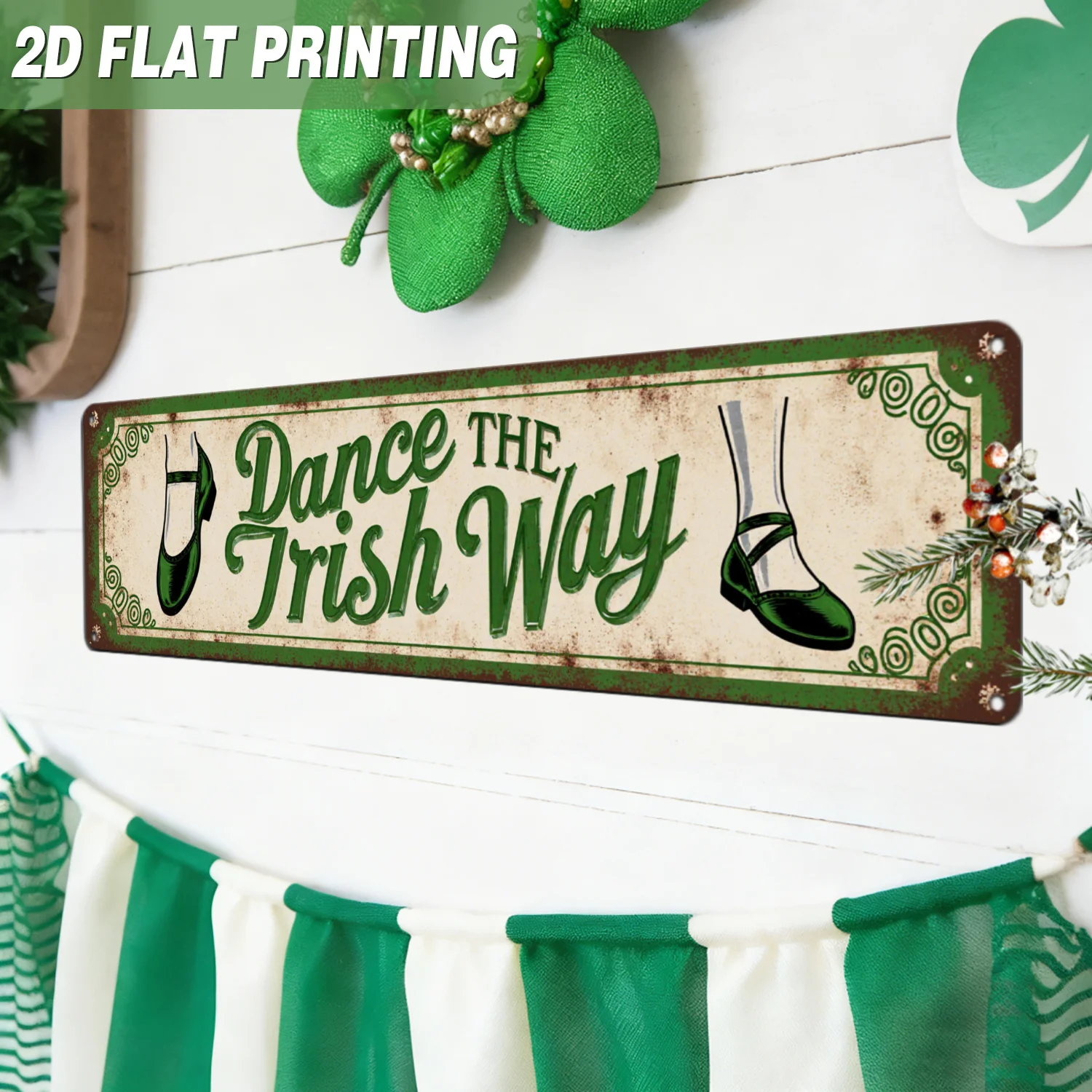 2D Flat, 1pc 1pcs 1pc Irish Dance Wall Art Sign - Vintage Retro Metal Wall Hanging Suitable for St. Patrick's Day, Irish Dance S view 5