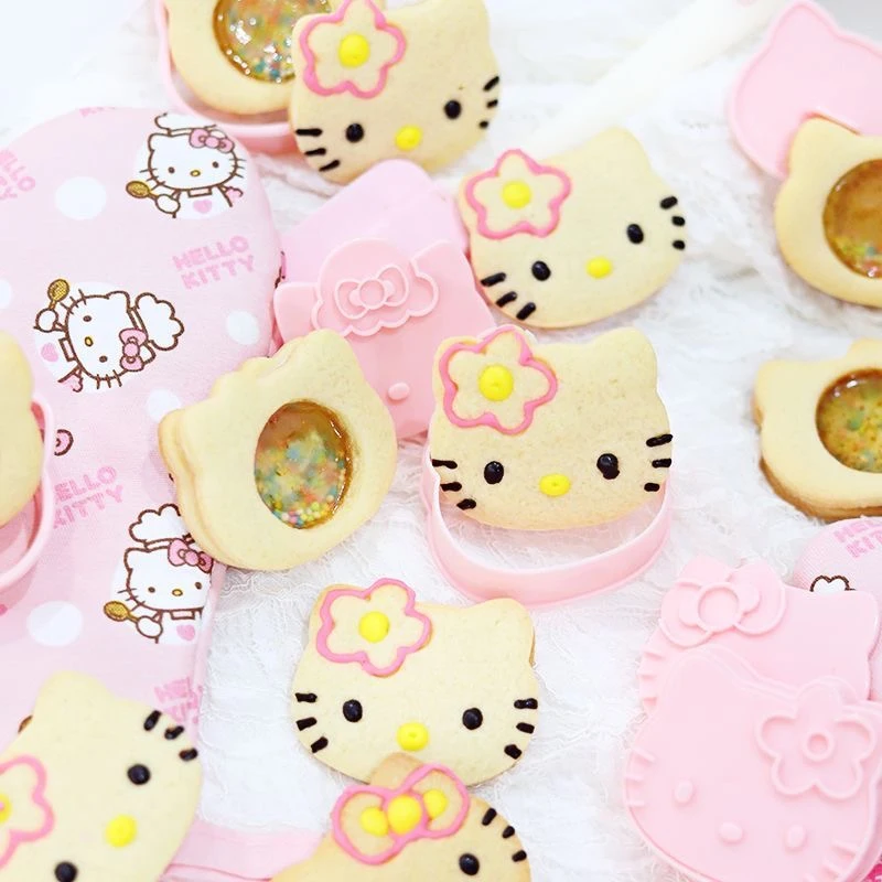 Kawaii الزهور النظارات الشمسية مرحبا كيتي الخبز العفن مجموعة الكرتون لطيف اليابانية خمر مرحبا كيتي هاواي كوكي الخبز أداة هدية