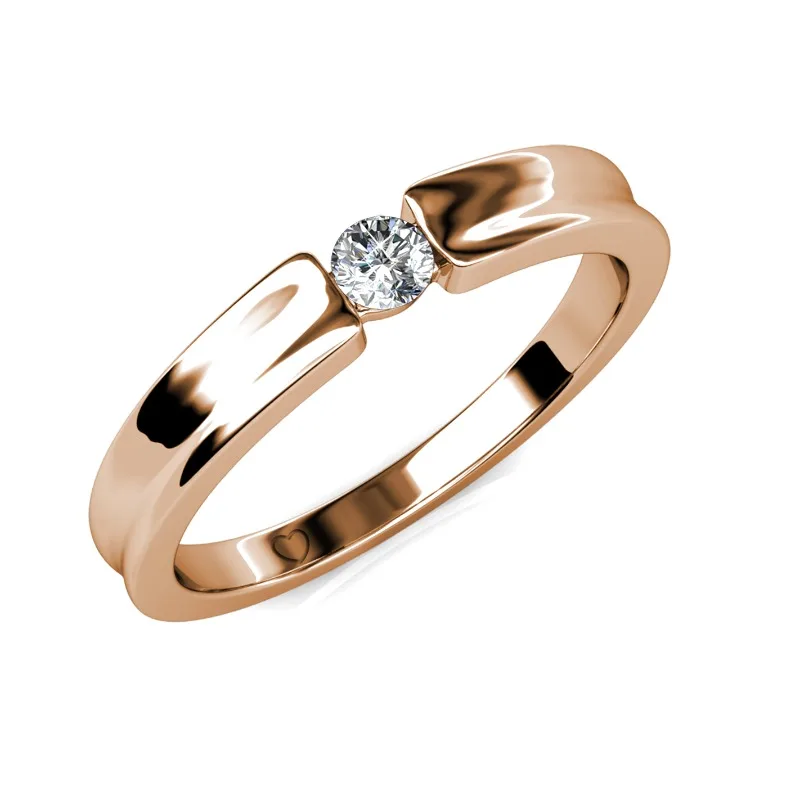 

Daisini 925 Sterling Silver Engagement Wedding Rings Embellished with Swarovski Crystals Rose Gold Color Couples's Jewelry