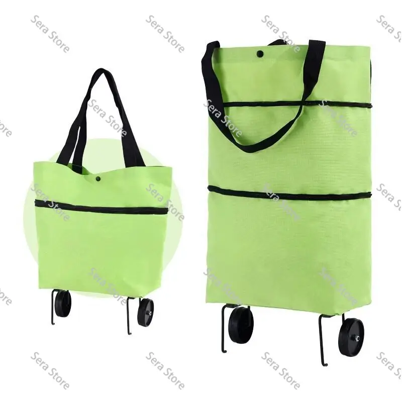 Foldable Shopping Trolley Bag with Wheels Large Capacity Portable Grocery Cart for Women Home Supermarket Travel