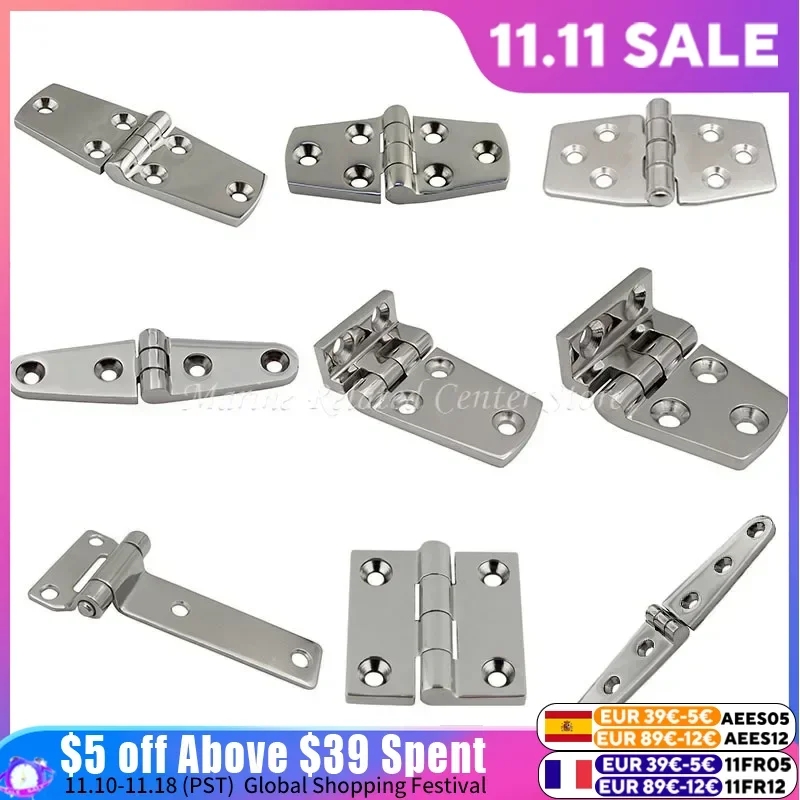 Stainless Steel 316 / 304 Cast Door Strap Hinge Flat Hinge T Hinge With 4 / 6 Holes 76mm 102mm 152mm Marine Hinges Boat Hardware