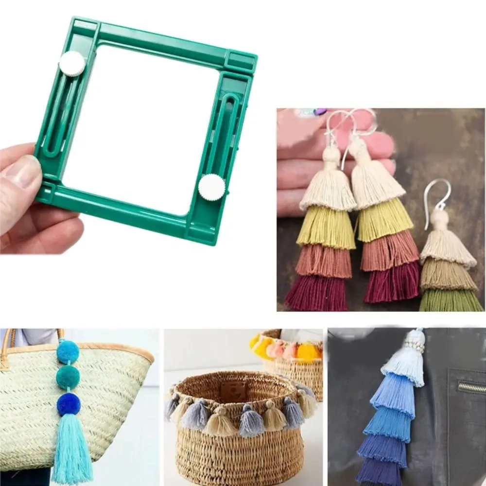 เครื่องมือถักพู่ด้วยมืองานประดิษฐ์ทำมือเครื่องมือทอผ้าพู่แบบปรับได้ทำจากพลาสติกสี่เหลี่ยม