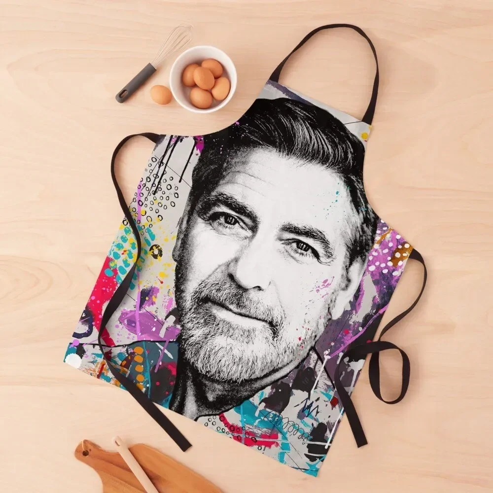 

George Clooney pop art Apron Household Items Kitchen with personal logo Apron