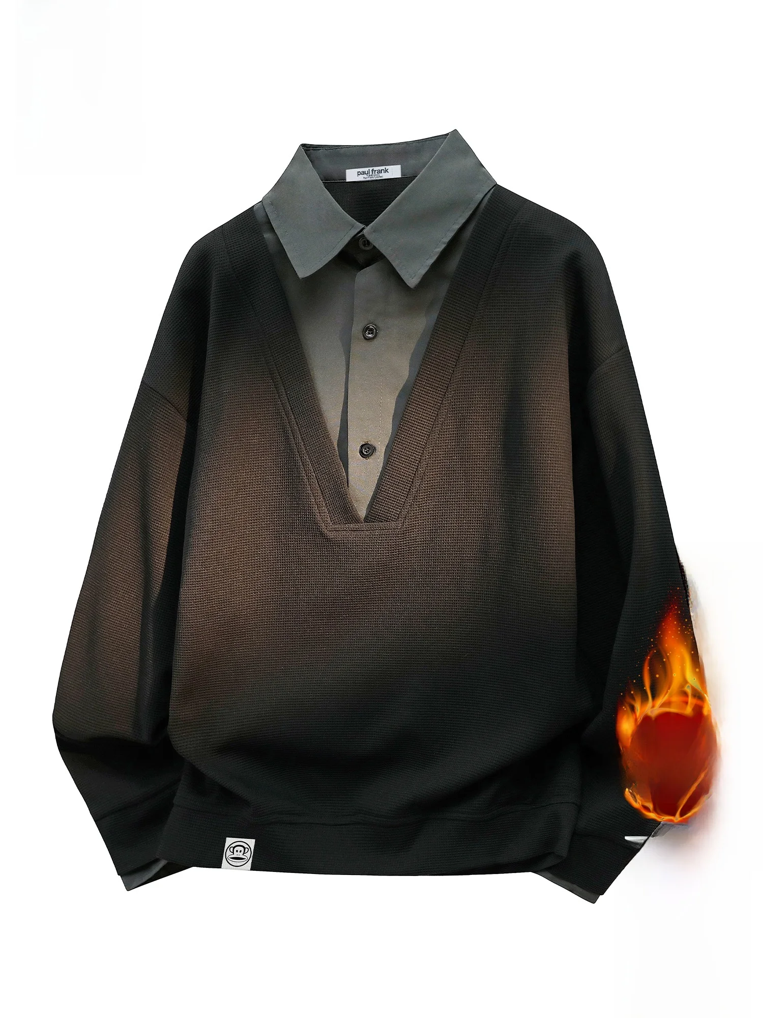 

Мужская свободная повседневная толстовка Paul Frank American с воротником и пэчворком, осенне-зимняя модная верхняя одежда