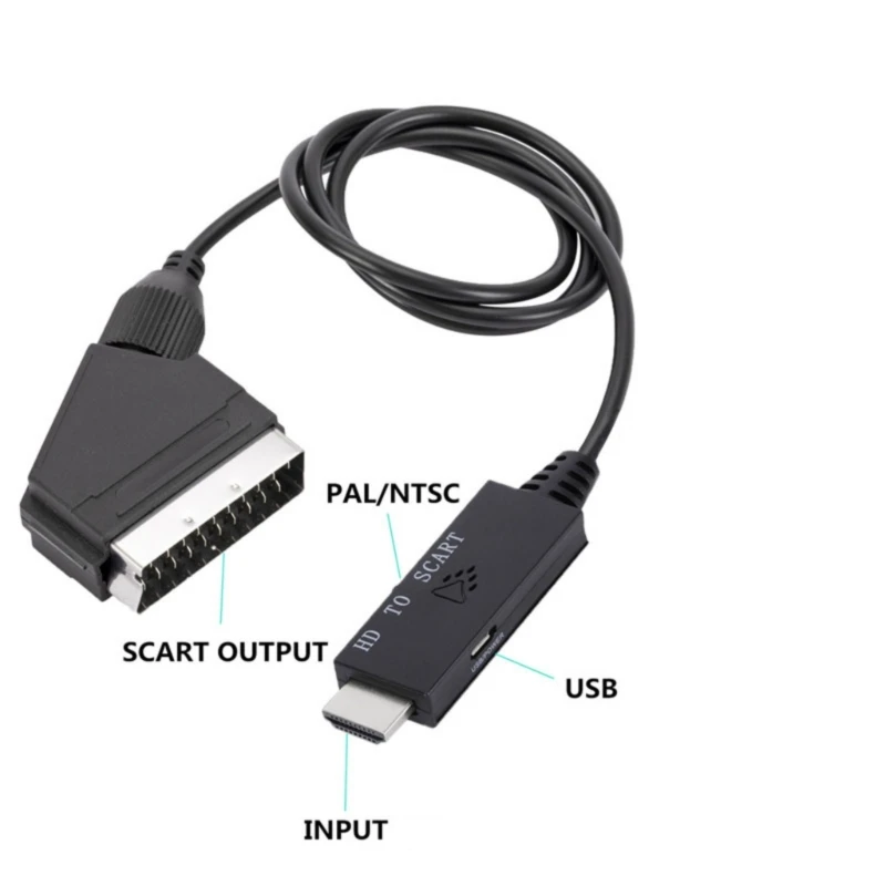 SCART To HDTV Converter with Cable 1080P Video Converter Adapter for HDTV Dropship