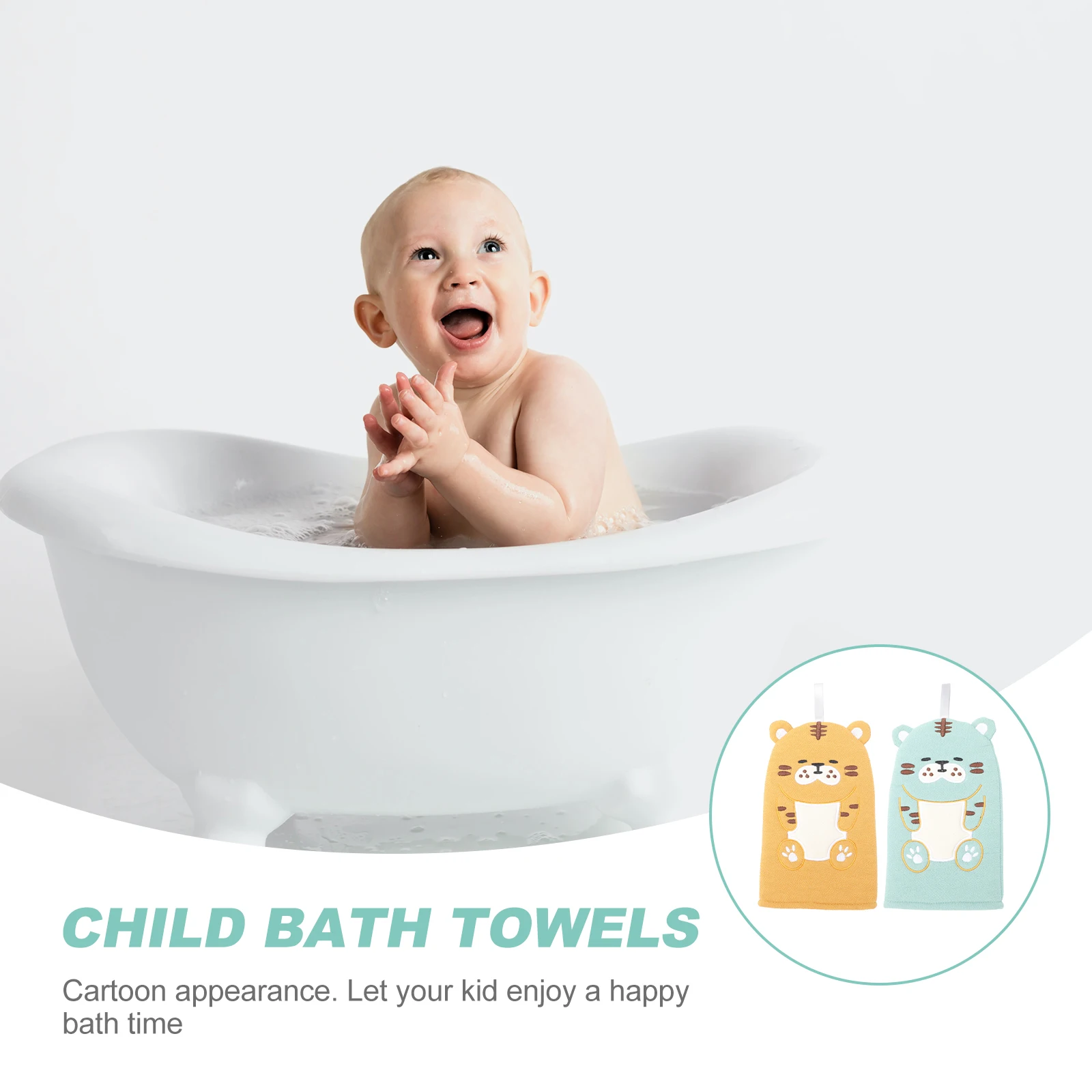 

2pcs Cartoon Mitts Premium Cotton Gloves For Exfoliating Shower Towels Lightweight Easy Carry Comfortable Bath