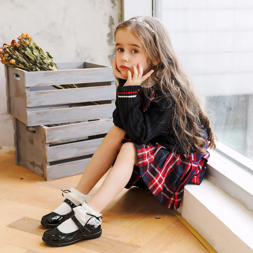 Unishuni Black Mary Jane Schoenen Voor Meisjes Allemaal Zwarte Schooluniform Schoenen Prinses Prestatie Jurk Schoenen Lichtgewicht Zachte Zool