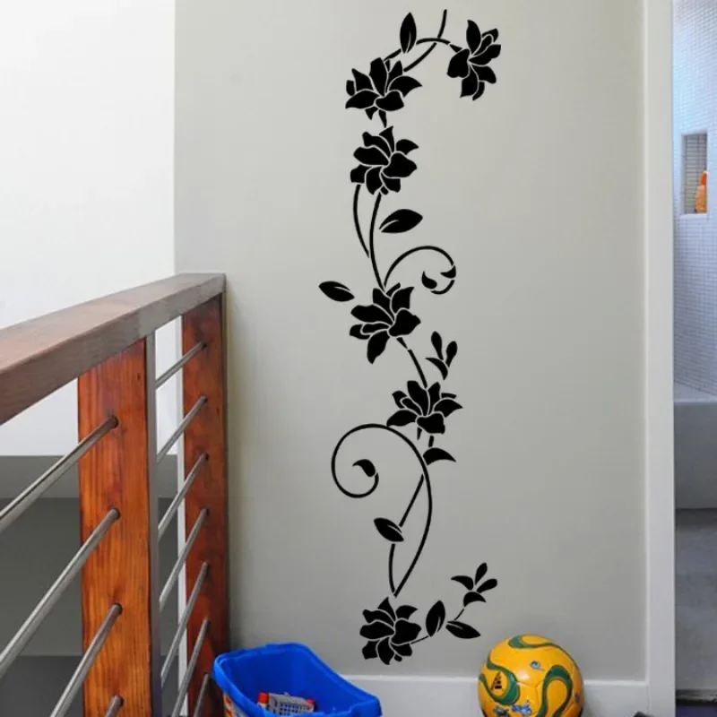 

European and American black classic flower vine branch bedroom background decoration sticker removable wall sticker