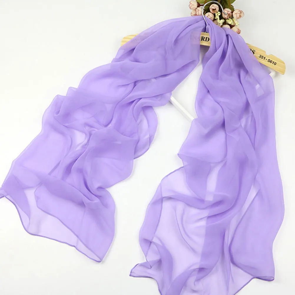 Solid Color Scarf 180X70Cm Purple Premium Polyester Sunscreen Scarves For Women Uv Protection Beach Shawl Dual Use Dancing