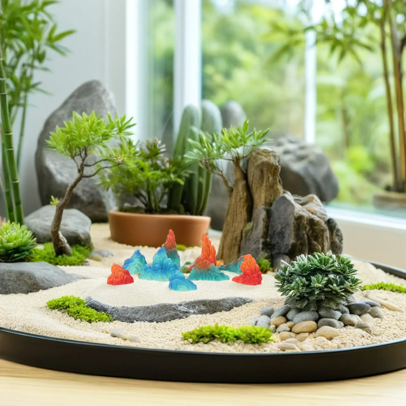 9Pcs Miniature Artificial Rockery Decoration Dunhuang Inspired Resin Stones Zen Garden Aquarium Landscape Ornament Desktop