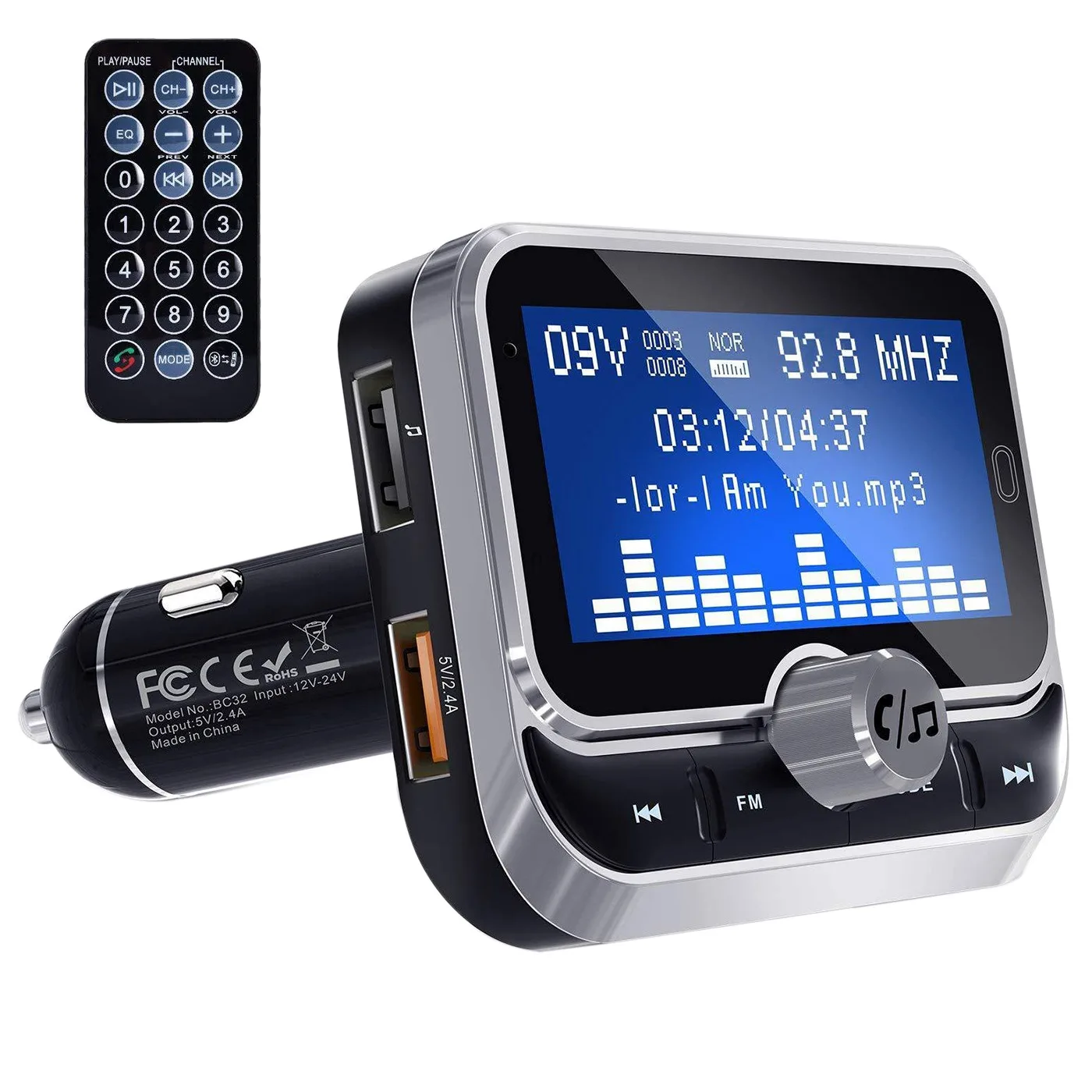 BC32 Car Bluetooth FM Transmitter 1.8 Inch LCD Bluetooth MP3 Player