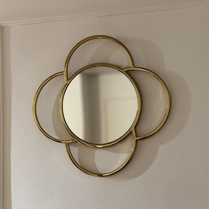 

Modern light luxury decoration European round petal mirror steel titanium gold stainless steel living room entrance combination