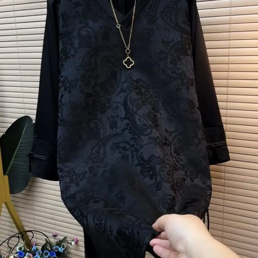 

Новая тонкая юбка-миди в китайском стиле для полных женщин, весна-осень, для активного отдыха, скрывающая недостатки фигуры