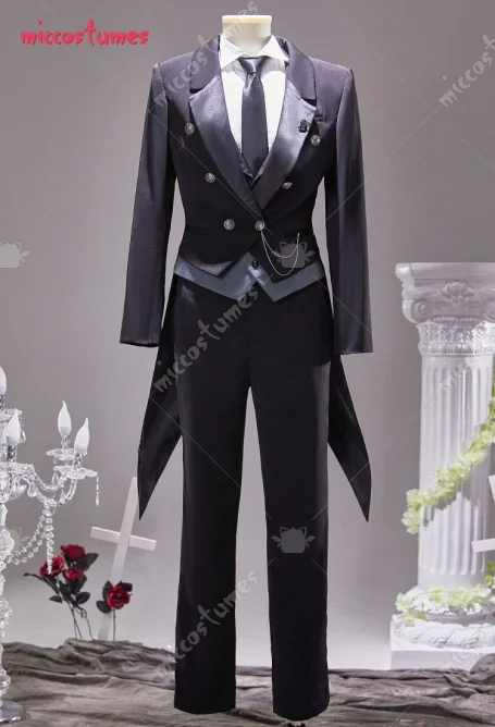 

MICCOSTUMES Unisex Kuroshitsuji Cosplay Costume Tuxedo Outfit Shirt and Suit Jacket with Pants and Vest