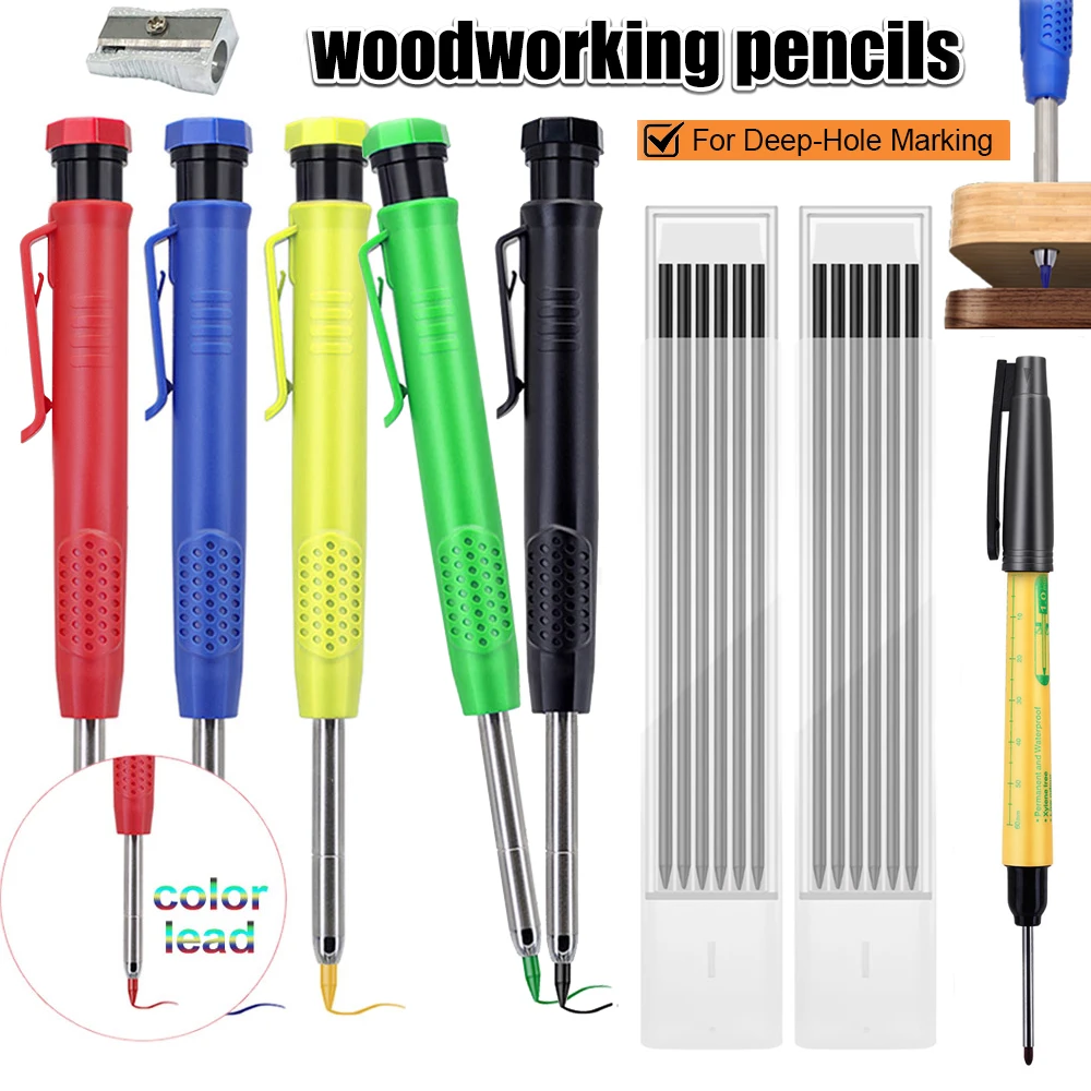 

2.8mm Deep Hole Woodworking Marking Automatic Pencil Set With 2box Lead Refill, for Architectural Engineering Drawing Tools