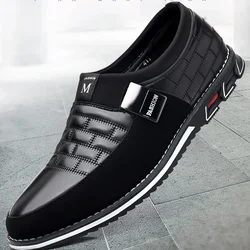 Casual Men Shoes Classic Office Men Work Shoes Business Slip-On Sewing Leather Shoes for Stylish Soft-soled  Men Dress Shoes