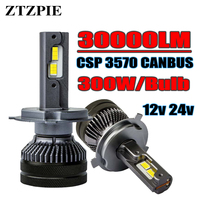 ZTZPIE 300W Powerful 6000k K5C 9005/HB3 9006/HB4 H1 H7 H4 H11 2 Copper Tube  Canbus Led Car Headlight  CSP 3570 Lamp 12V 24v