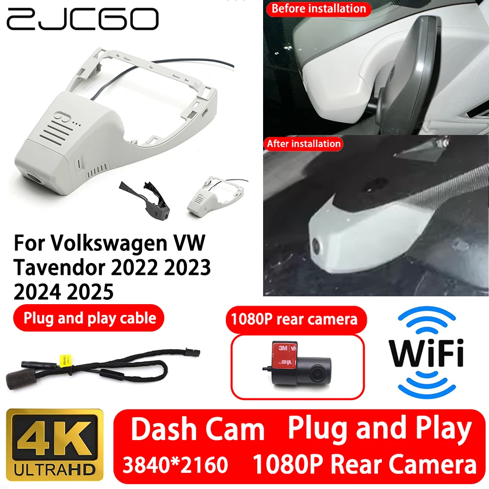 for Volkswagen VW Tavendor 2022 2023 2024 2025 4K Front Rear Camera Dash Cam Wifi Plug and Play Video Recorder Loop Recording