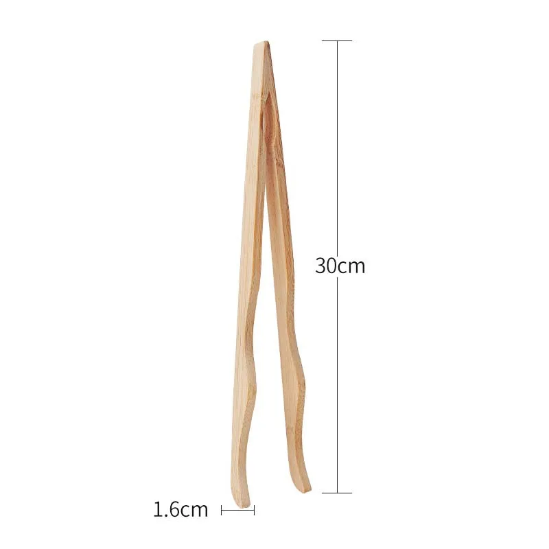 1pc 30cm Environmentally Friendly Bamboo Tongs Reusable Food Serving Clamps for Candy BBQ Sausage Turning Natural Wood Stick