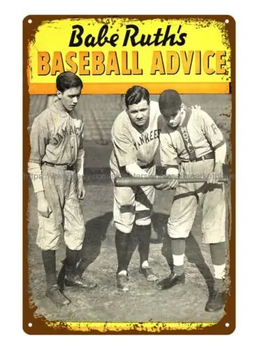 long wall art 1936 Babe Ruth  Baseball Advice Program tin sign