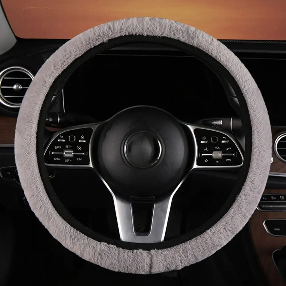 Warm&Cozy Steering Wheel Cover Soft Elastic Car Steer Wheel Protector Circular /D Type Universal Anti Sweat