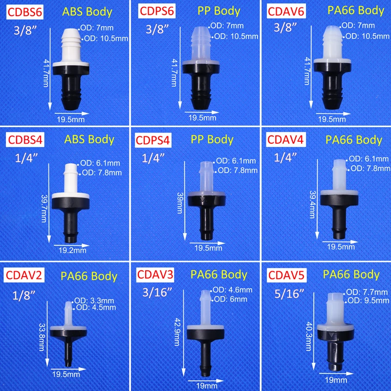 Válvula de retenção para a bomba do aquário do ozônio da água do ar, impedir o refluxo, anti-retorno, 1 maneira, 4mm, 6mm, 8mm, 10mm