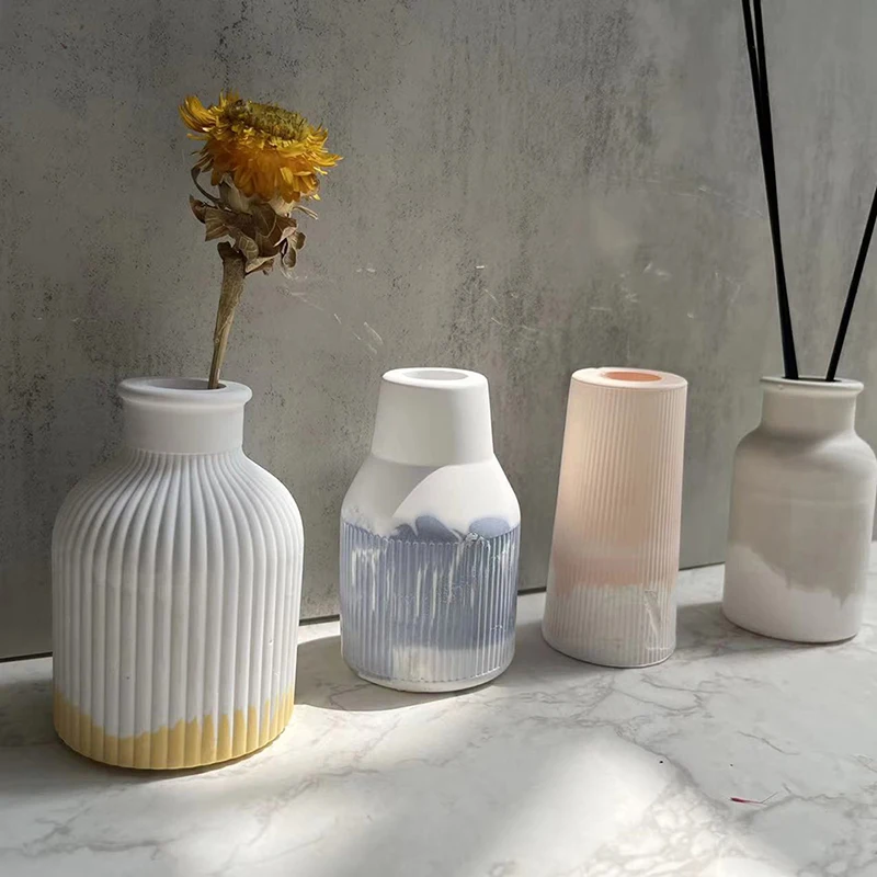 Home Crafts Planter Vases Silicone Molds for DIY Epoxy Plaster Concrete Flower Pot Injection Mould Gardening Decor Handmade Gift