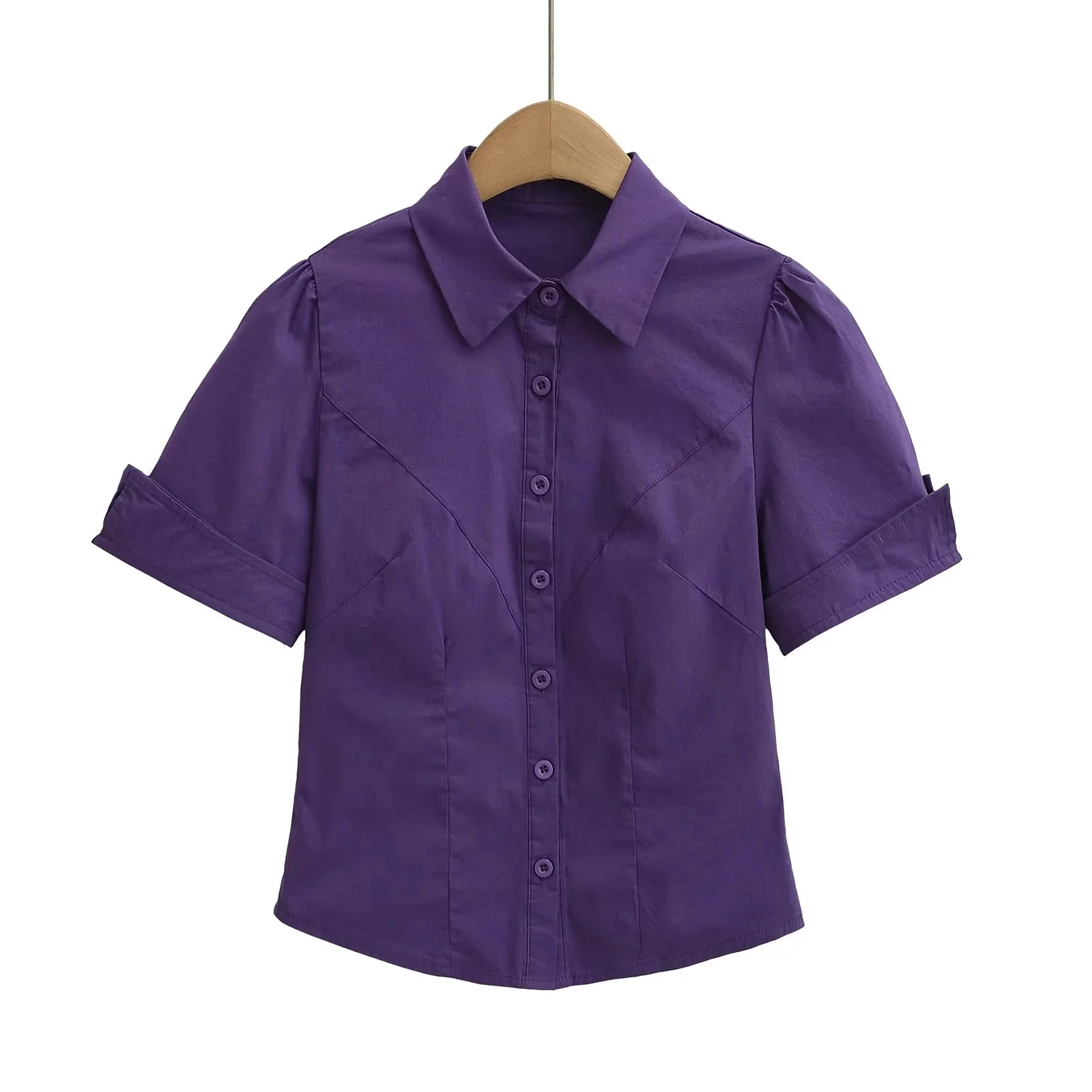 Slim Fit ort Sve Bubble irt Damen Faion Sommer New Sle Waist Cinched Hot Girl Top Dünnde Damenbluse