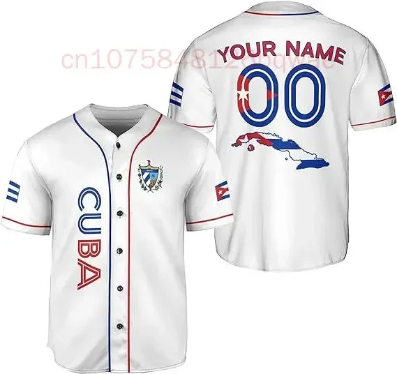 New Summer Short Sleeves Men Baseball Jersey Cuba Adults Sports Baseball Classic Shirts Printed Personalized Name Number for Men