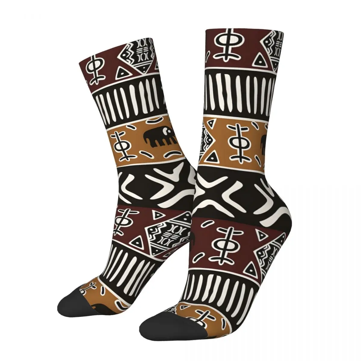 

Retro Elephants Men's Socks Africa Folk Harajuku Pattern Printed Crazy Crew Sock