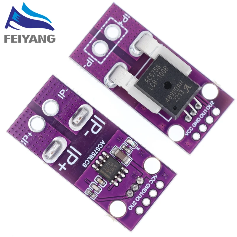 50A 100A Hall Current Sensor Module Linear Analog AC DC 3.3V-5V ACS758 ACS758LCB-050B 100B-PFF-T For Arduino RC Model Connector