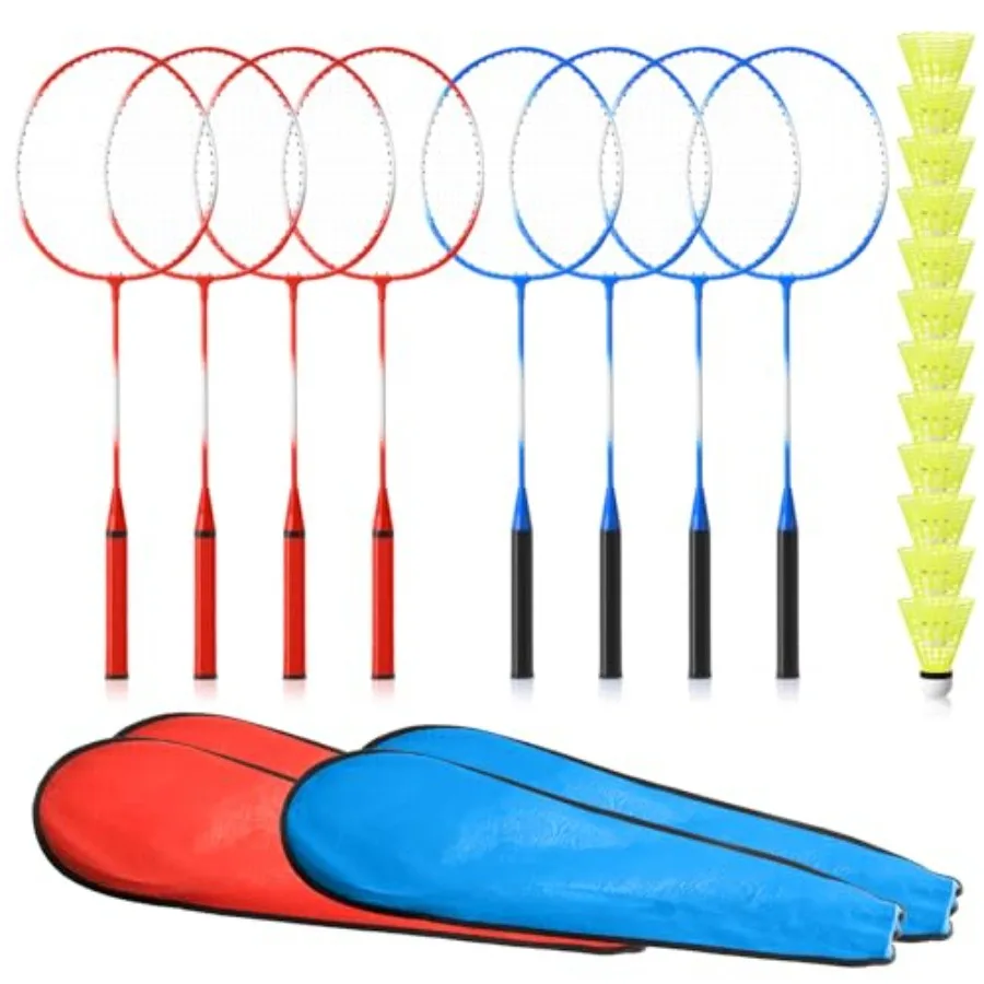 

8 Pack Badminton Rackets Set Including Badminton Racquets, Nylon Shuttlecocks and Carry Bag for Outdoor Backyard Games Beginner