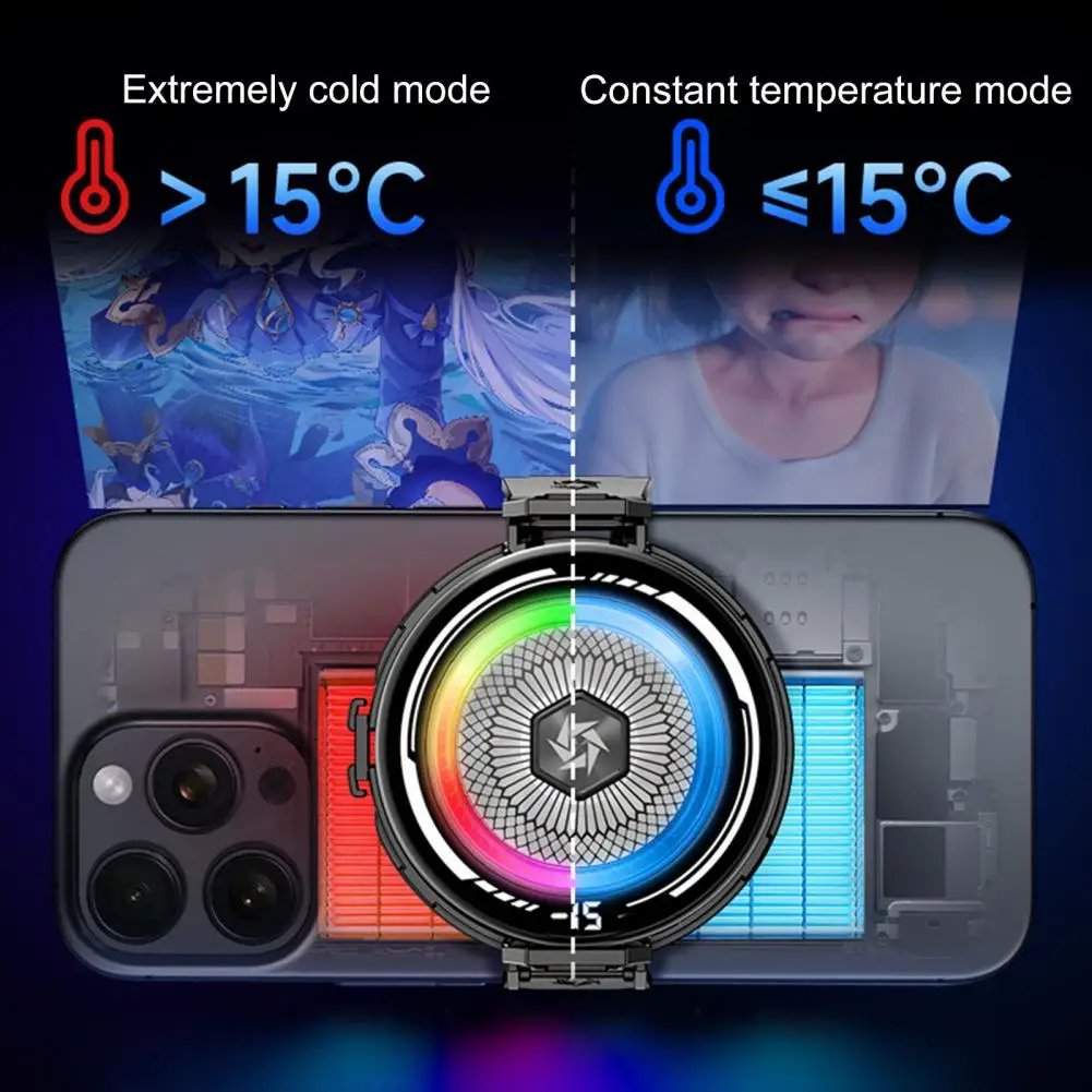 Phone Cooling Fan for Gaming Live Streaming Magnetic Cellphone Radiator RGB Lights Mobile Phone Cooling Fan for Phone Tablets