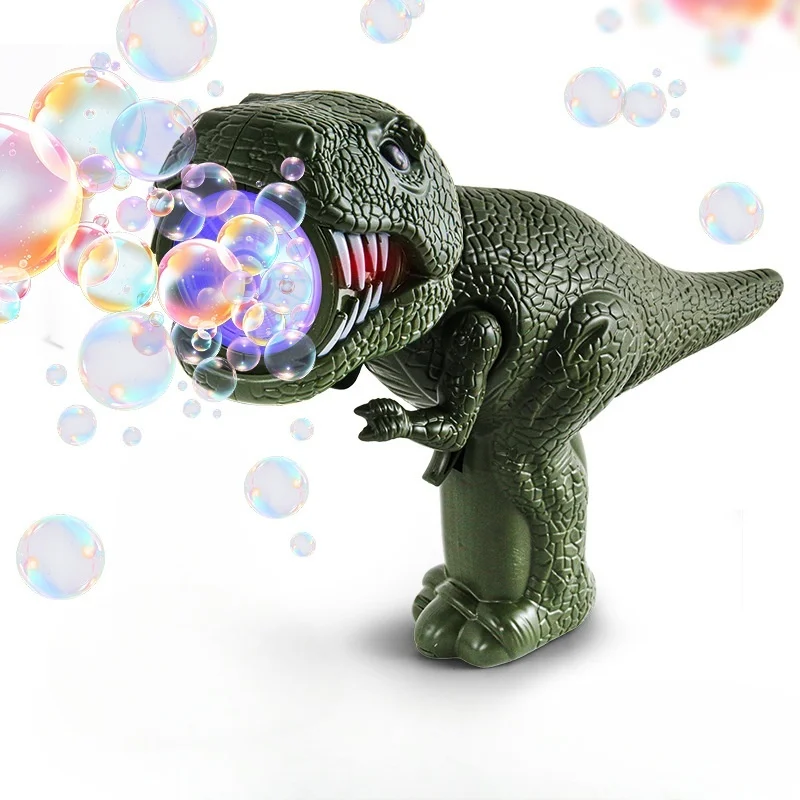 Pistolet à bulles électrique multi-trous pour enfants, jouet amusant de dinosaure de dessin animé, entièrement automatique, machine à bulles d'extérieur (sans bulle d'eau)