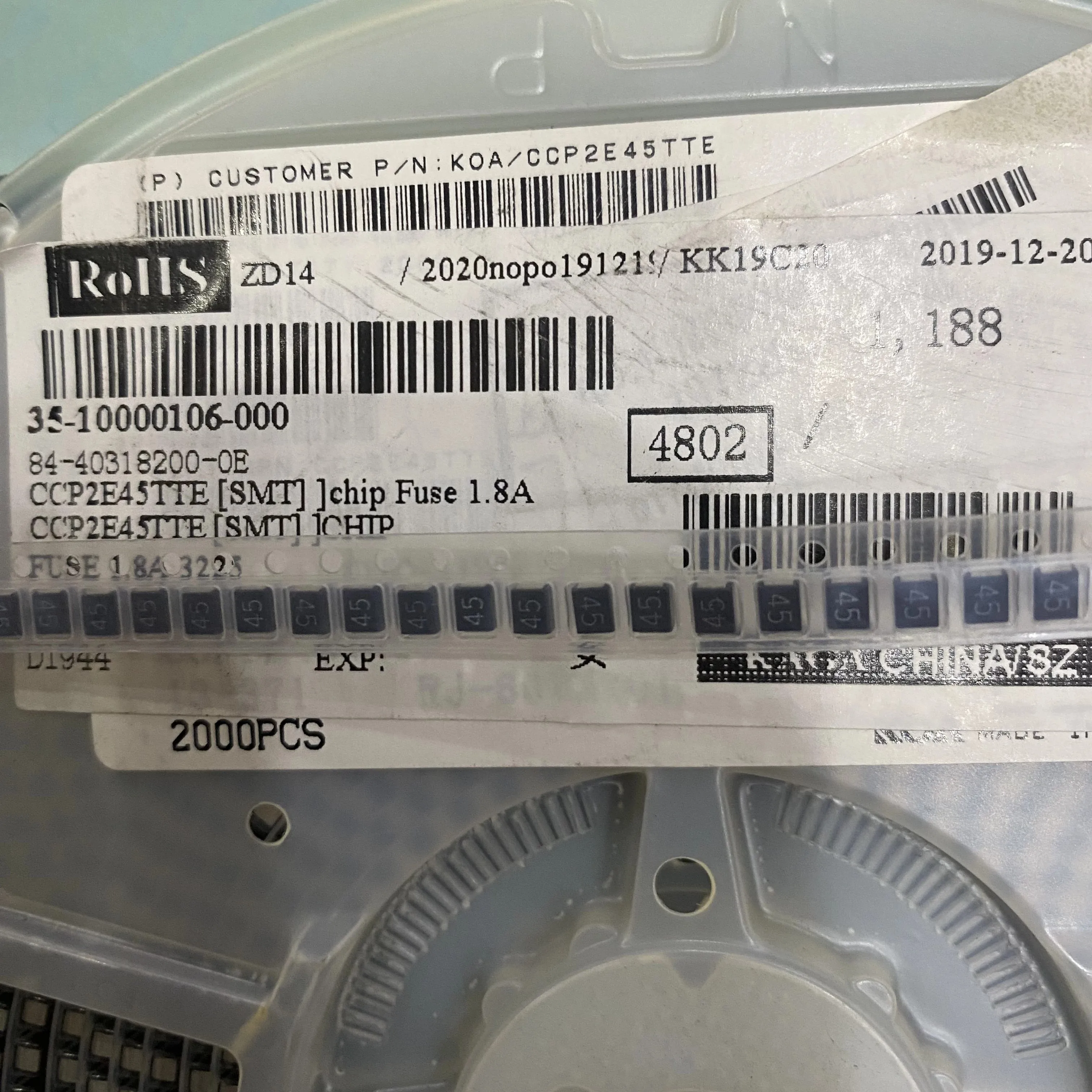 100PCS Brand New Original CCP2E45TTE  1210 4.5A7.2V