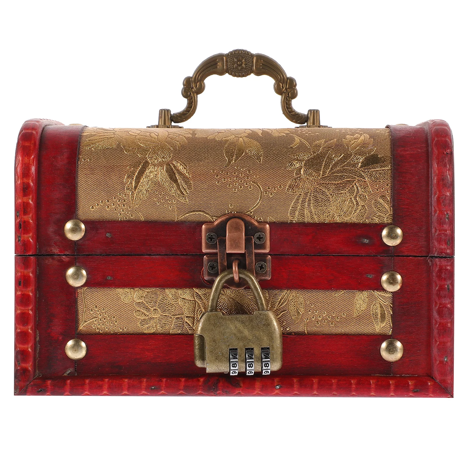

Wooden Jewelry Storage Chest Vintage Treasure Box Retro Pirate Style with Password Lock Keepsake Organizer Wooden Treasure Box