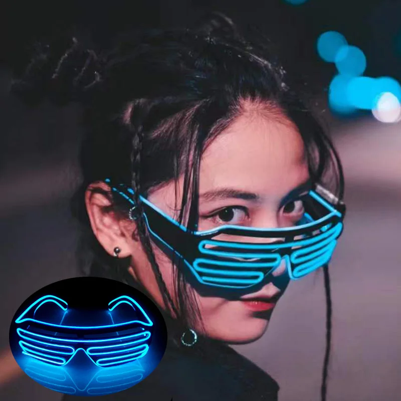 Flashing Neon Luminous Shutter Glasses LED Rave EL Wire Glasses Props Accessories Night Cub Bars KTV Glowing Glasses