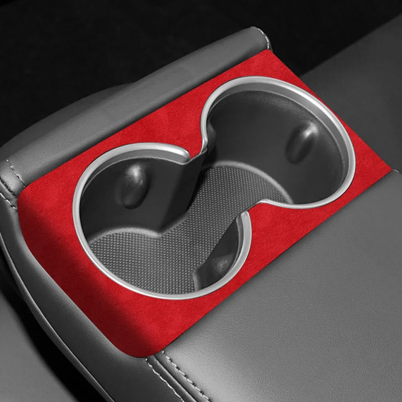 Made of Alcantara For Tesla Model 3 (2023- ) Center Armrest Cup Holder Cover Trim Insert Sticker Car Interior Tuning Accessories view 6