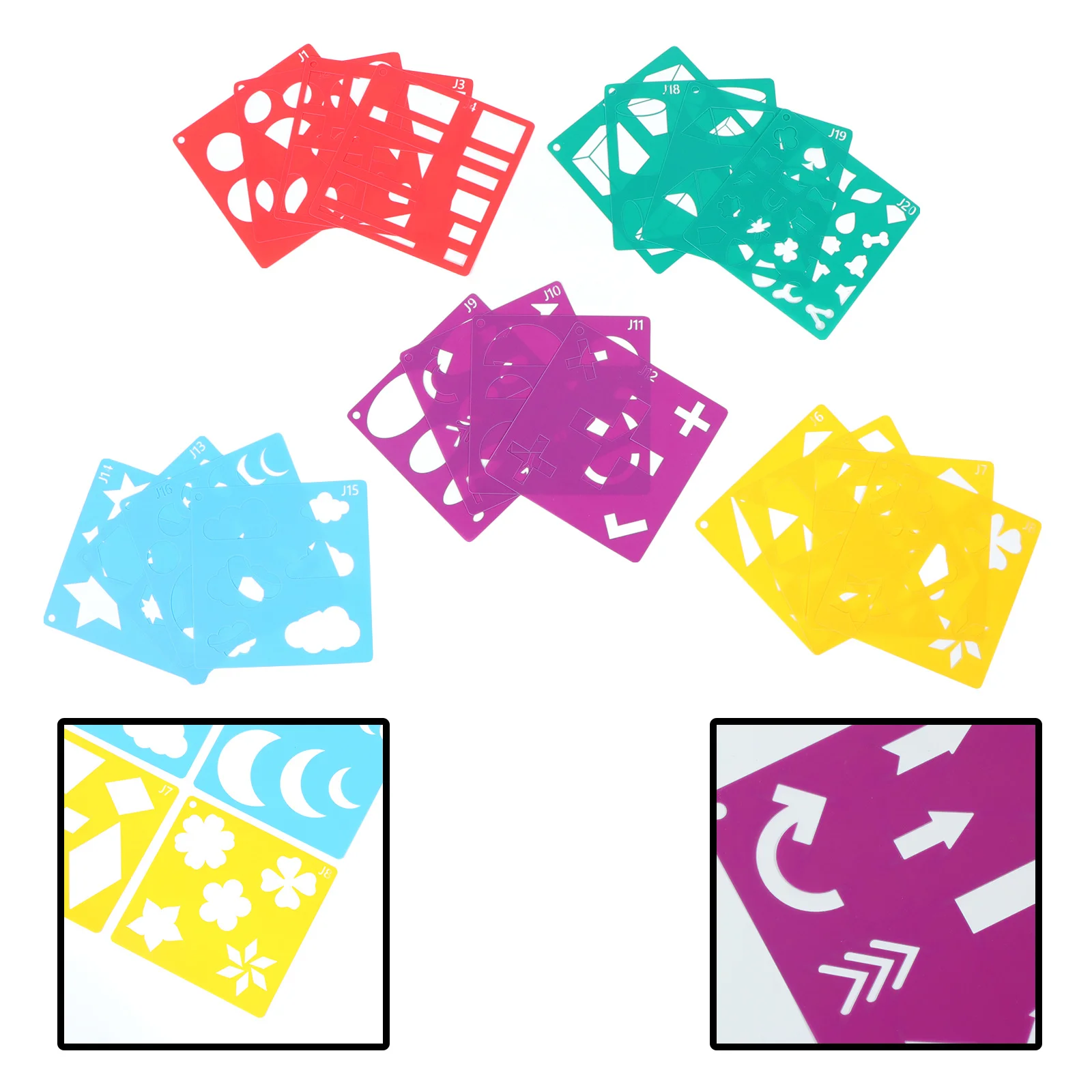 

1Set Colorful Geometric Templates Creative Patterns DIY Stencils for Kids and Adults Crafts Geometrical Shape Stencils