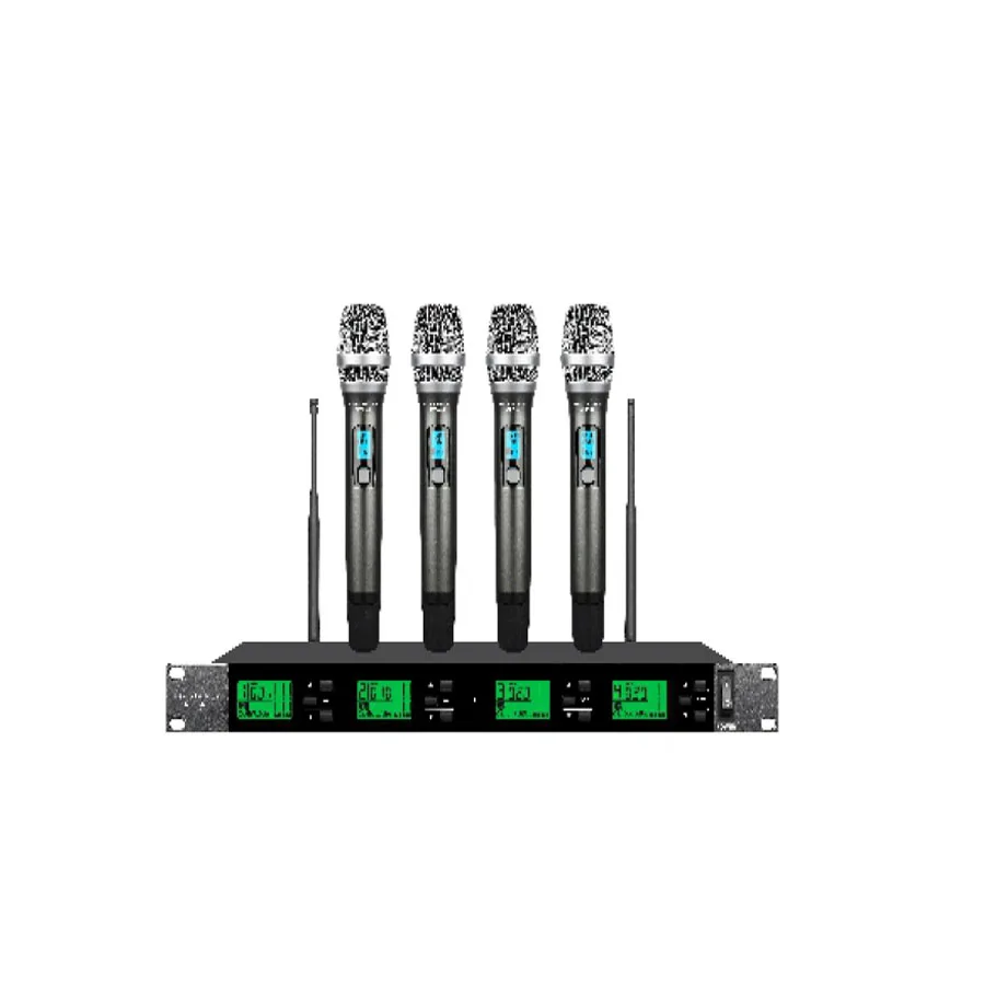 

UHF 4-channel High Sensitivity True Diversity Wireless Microphones Wireless Mic Karaoke Communication Set Condenser Singing Mic