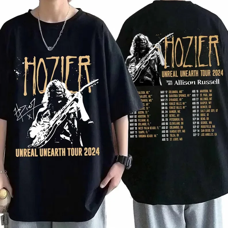 Hozier Unreal Unearth Tour 2 Sides T-shirt, Hozier Tour 2024, Music Tour Shirt