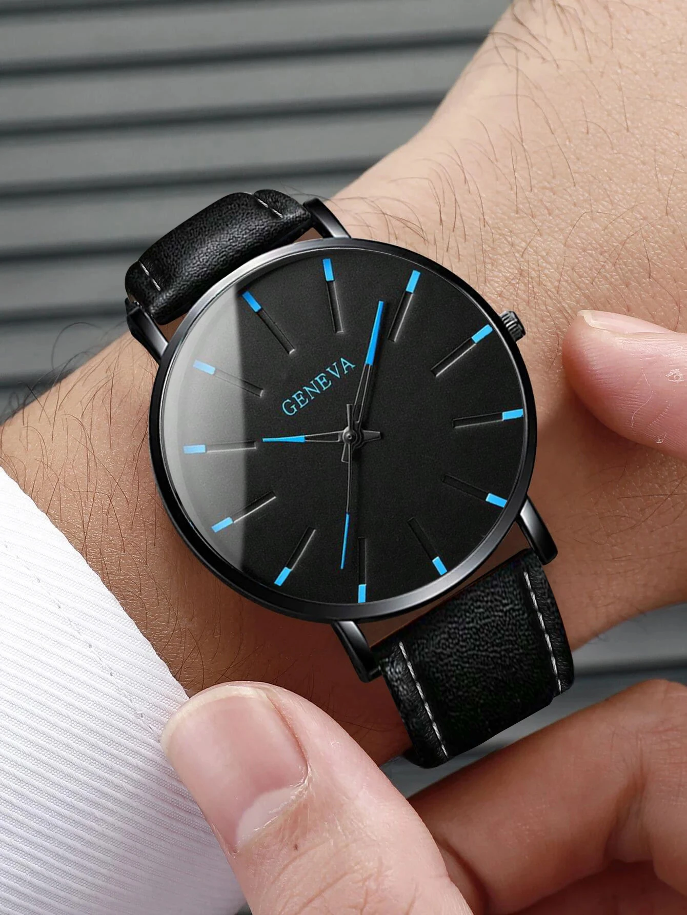 Watch + Bracelet 2023 Minimalist Men\'s Fashion Ultra Thin Watches Simple Men Business PU Leather Strap Quartz Watch