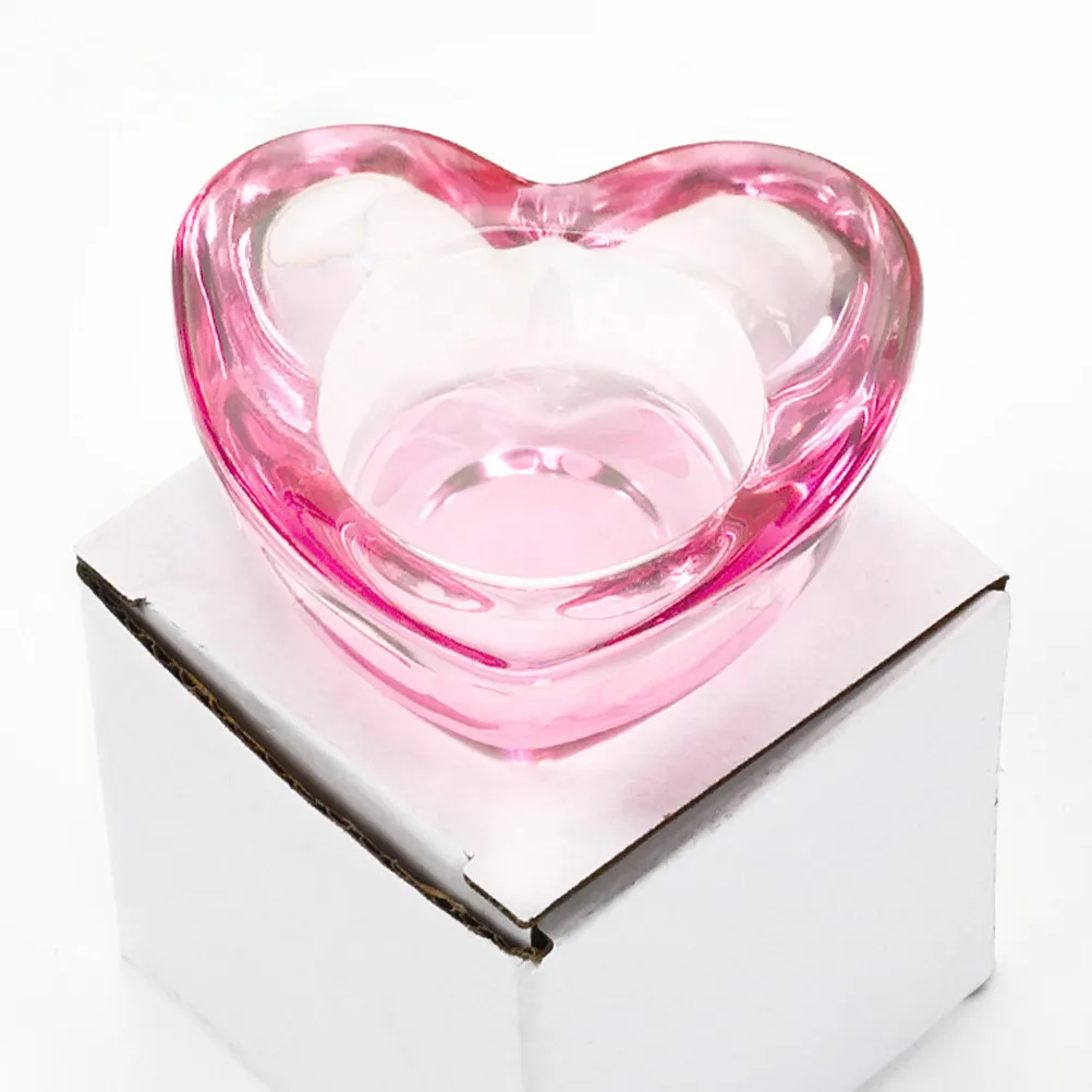 Glass Heart-Shaped Nail Dish Cup for Acrylic Nail Art Mixing Liquid Holder Pen Washing Charm Storage Lightweight Portable