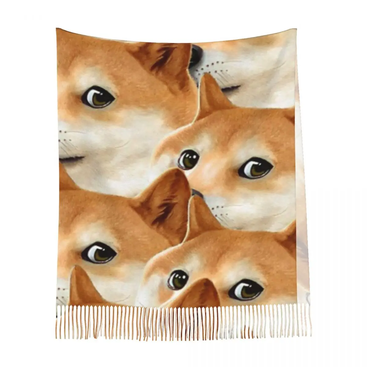 Doge Shiba Inu Memes Scarf Tassel Scarves Women Soft Warm Shawls and Wraps Long Fall Winter Shawl Wrap #3