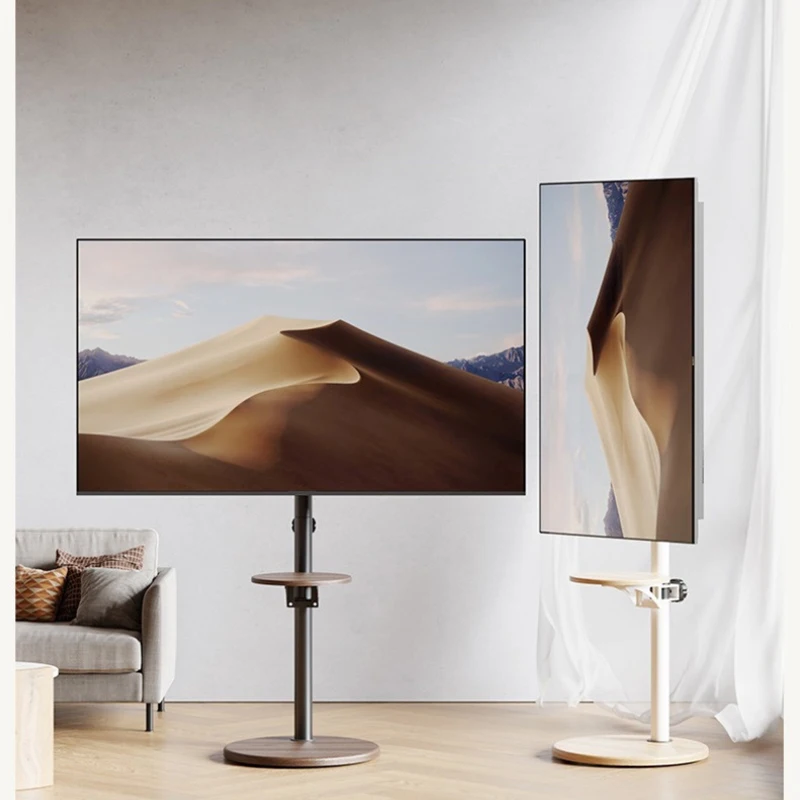 14-43-inch TV Stand Movable White Floor-Standing Adjustable Height Artistic Atmosphere Home Cart Screen Mount