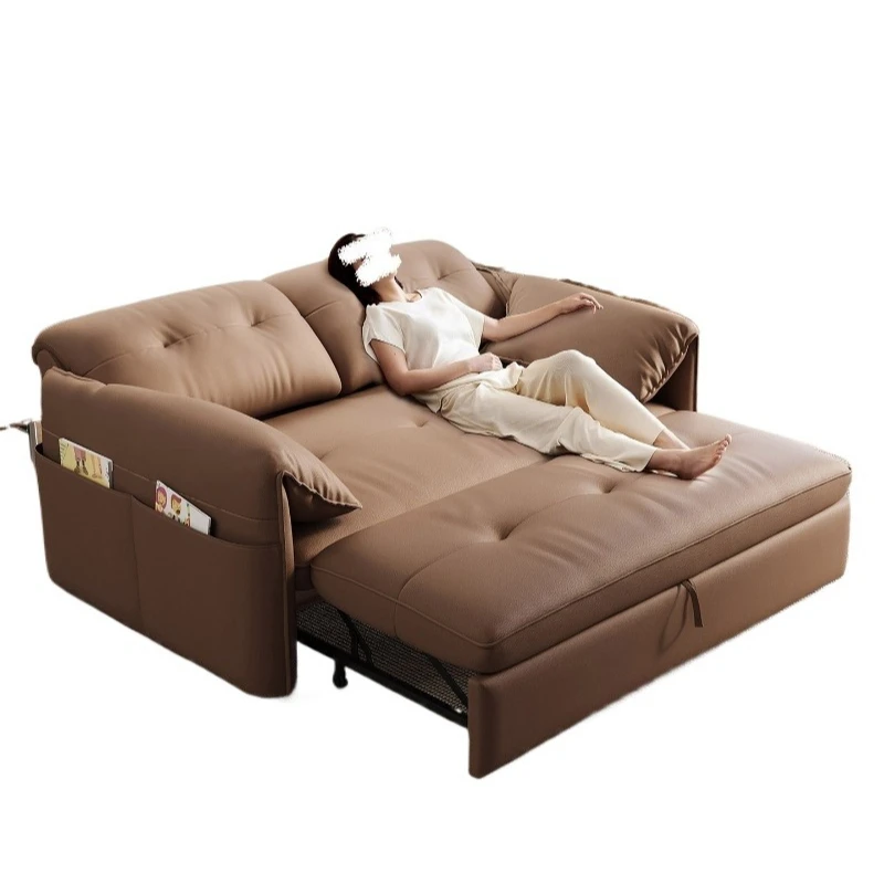 

Retro style sofa living room light luxury telescopic foldable small apartment all-in-one sofa bed